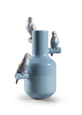 Parrot Parade Vase, Blue